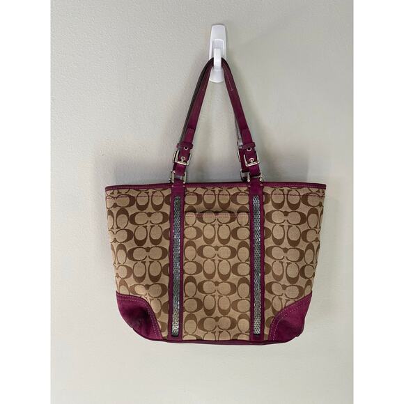 Coach Vintage Signature C Beaded Tote Bag, Early 90's Y2K - Picture 2 of 7